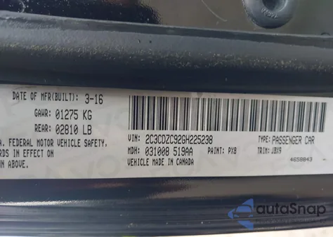 2016 Dodge Challenger Srt Hellcat z USA, uszkodzony, nr VIN 2C3CDZC92GH225238